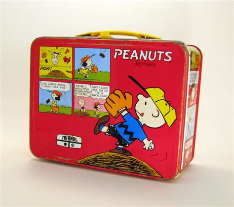 peanuts lunch box metal|snoopy vintage lunch box.